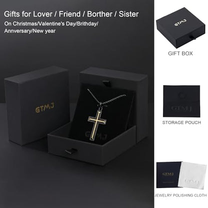Wooden Cross Necklace for Men With Stainless steel And Black Ebony Adjustable Box Chain 24–26 inches Suitable for Everyday Wear And Christian Gifts for Men - color: Black-A