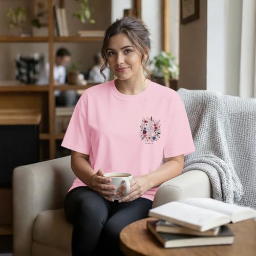 Christian Shirts for Women Trust in The Lord Graphic Tees Boho Floral Shirt Jesus Bible Verse Faith Summer Tshirts - color: Pink, size: Small