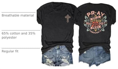Christian Jesus Faith T Shirts for Women - color: Black1, size: Large