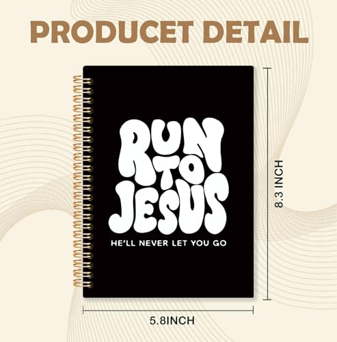 Black and White Christian Spiral Notebook, Run to Jesus Bible Verse Journal, Religious Scripture Journals for Writing, Bible Notebooks for Note Taking, Church Notes Journal, 5.5x8.3 Inch - color: God-Black and White