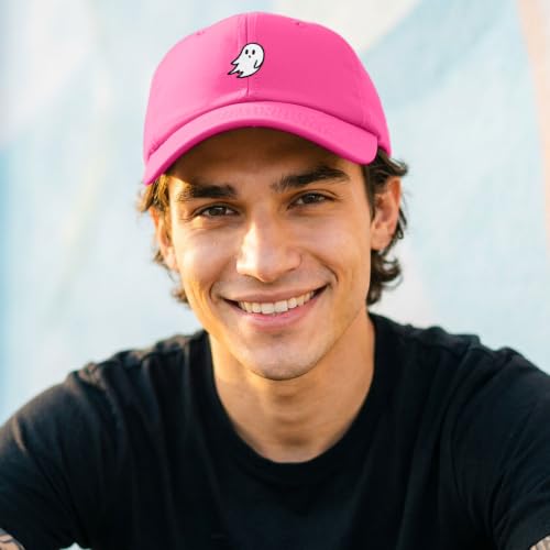 DALIX Ghost Embroidered Mens Womens Cotton Dad Hat Baseball Cap Adjustable - color: Hot Pink