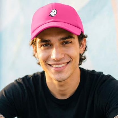 DALIX Ghost Embroidered Mens Womens Cotton Dad Hat Baseball Cap Adjustable - color: Hot Pink