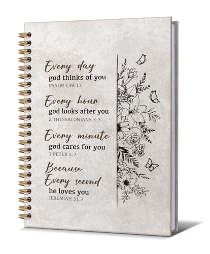 Christian Notebook For Women-Prayer Journal for Women Men,Inspirational Art Gifts for Church Members,Every Day Scripture Church Notes,Gold Spiral Bound Hardcover Bible Journaling,5.8"x8.3" - color: Bible Every