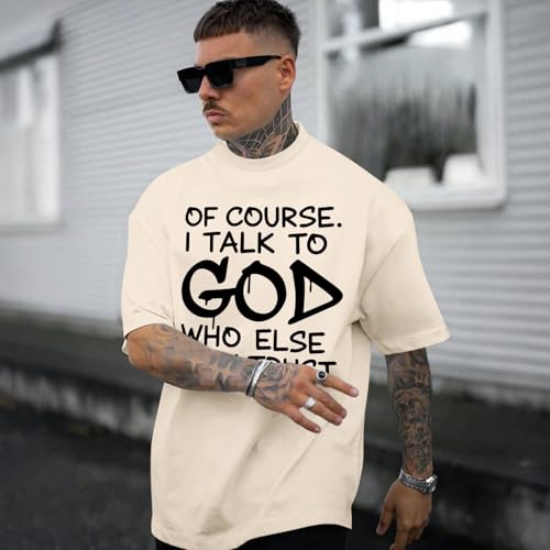 Fkatuzi Christian Jesus God Shirts for Men Religious Faith Bible Verse T Shirt Oversized Graphic Tee Cotton Streetwear Tops - color: Apricot, size: XX-Large