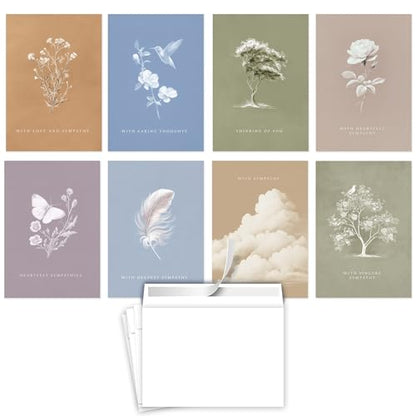 Hat Acrobat 24 Sympathy Cards with Envelopes - 8 Unique Chinoiserie Designs (3 of Each) - Assorted Condolence Bereavement Cards Bulk with Heartfelt Messages Inside - color: Chinoiserie