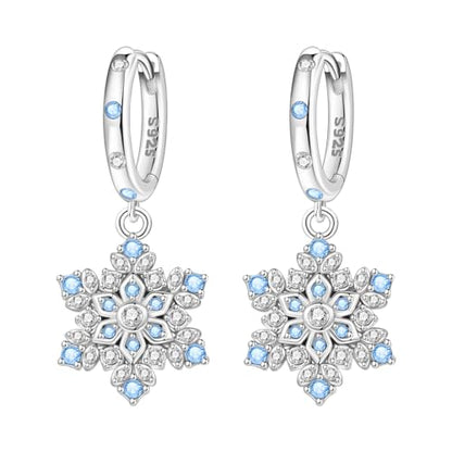 925 Sterling Silver Drop & Dangle Earrings for Women,Butterfly Dragonfly and Bee|Flower and leaf Earrings, Suitable for Sensitive Ears Fashion Jewelry Gift- Hypoallergenic Earrings - color: Blue Snowflake
