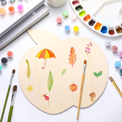 Anglechic 12 Pack 12 Inch Wooden Apple Craft Apple Wood DIY Crafts Cutouts - color: Apple, size: 12 Inch