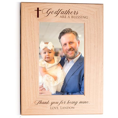 Godfather Gifts, Personalized Picture Frame 4x6 Vertical Engraved Wood - color: Custom - Godfathers, size: 4" x 6" Portrait
