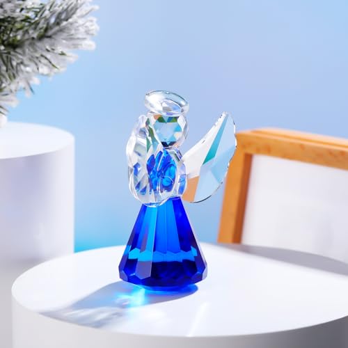 YWHL Blue Crystal Guardian Angel Gift for Women, Christmas Angel Figurine - color: Blue