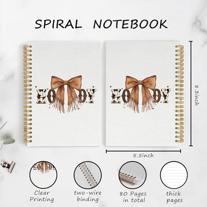 YLZlhb Western Coquette Leather Bow Spiral Notebook Journal, Howdy Western Notebooks for Note Taking, Cowgirl Gifts for Women, Retro Preppy Aesthetic Cowgirl Hardcover Spiral Journal 5.5x8.3 Inches - color: howdy