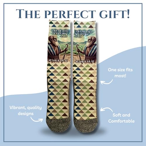 Bible Verse Socks for Men, Christian Scripture Crew Socks, Faith Gift - color: Caleb