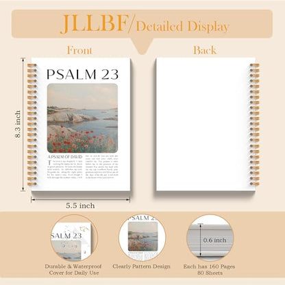 Christian Spiral Notebook, Psalm 23 the Lord Is My Shepherd Religious Notebooks for Bible Notes, Christian Gifts for Women, Scripture Journal Notebook, 5.5x8.3 Inch - color: Psalm 23