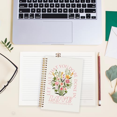 BearCake Prayer Journal for Women, Bible Journaling Notebook, Christian Gifts for Women, Let All That You Do Be Done in Love Prayer Journal for Women, Bible Journal Hardcover Spiral Notebook 5.5x8.3 - color: white Bible-16/14