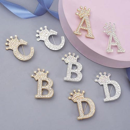 Brooches and Pins for Women A-Z Letter Rhinestone Brooch Pin Jewelry Gifts - color: B5
