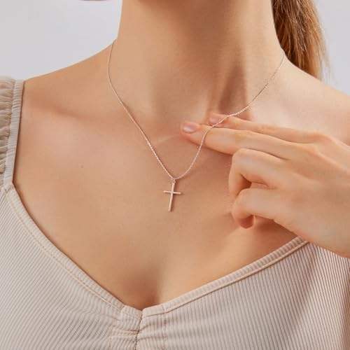 Luxval Cross Necklace for Women -Dainty 14K Gold Plated Cross Necklace Layered Gold Cross Necklace Cross Choker Necklace Gold Cross Necklaces for Women Trendy Gold Jewelry Gifts for Women - color: Silver--Cross
