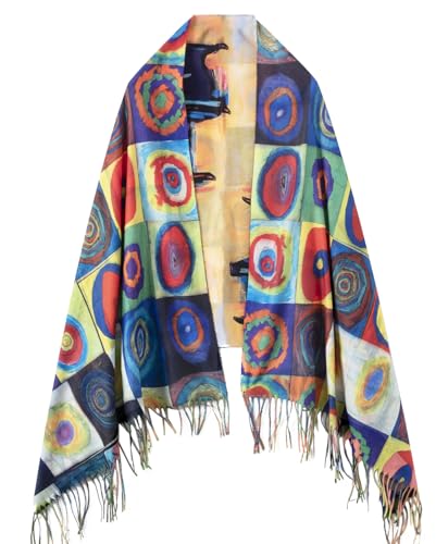 Umjetnost Soft Cashmere Feel Scarf For Women Winter Warm Scarves Large Shawl Wrap Monet Van Gogh Art Print - color: R05 Blue&yellow