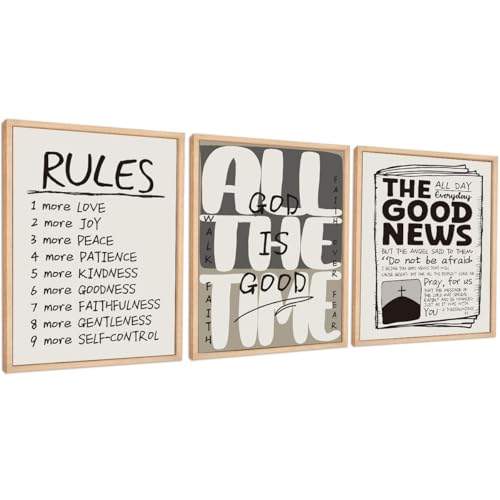 Set of 3 Poster Bible Verse Wall Art,God Is Good Christian Wall Decor - color: Good News God Is Good Fruit Of The Spirit