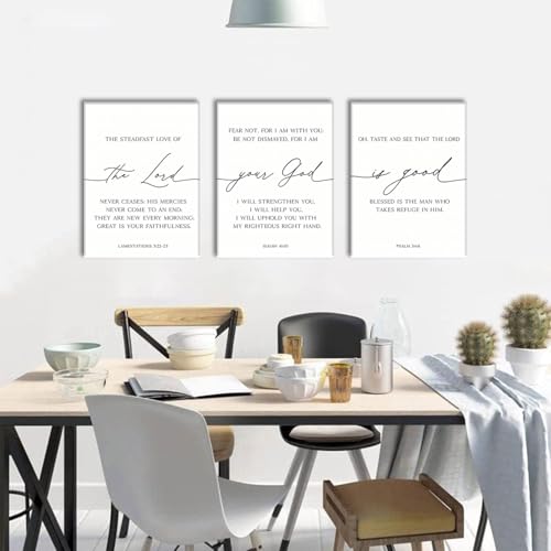 AOYUSMO 3 Piece Scripture Christian Canvas Wall Art Bible Verse Jesus Wall Art Bible Quotes Church Decor Lamentations Isaiah Psalm Art Prints for Living Room Bedroom Office 12"x16" - color: Psalms of Lament, size: 12x16in