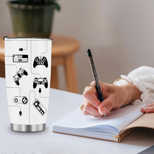 WIRESTER 20 OZ Stainless Steel Tumbler With Lid, Double Wall Vacuum Insulated Tumbler, Coffee Travel Mug Cup for Hot Cold Drinks - Black Game Controllers - color: Black Game Controllers