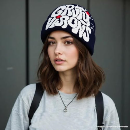 LUBINGSHINE Y2K Knitting Hat, Spider Web Pattern Beanies for Men & Women, Warm Knitted Hat Streetwear Outdoor Winter - color: Black
