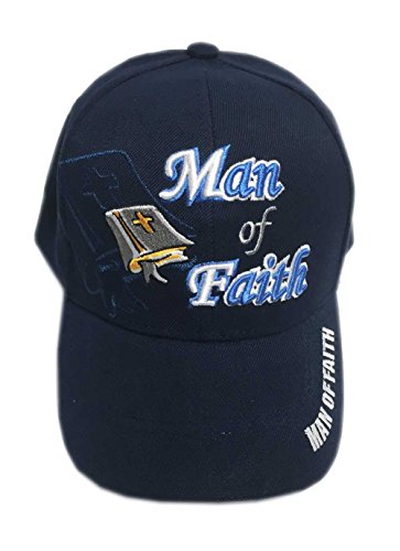 Aesthetinc 3D Embroidery Christian Bible Verse Man of Faith Jesus Christ Religious Baseball Cap - color: Man of Faith Navy
