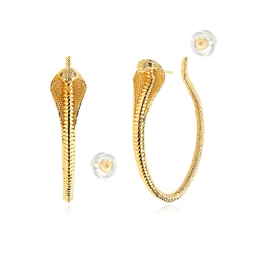 MYEARS Women Hoop Earrings Gold 14K Gold Filled Small Simple Handmade Hypoallergenic Everyday Illusion Jewelry - style: Snake