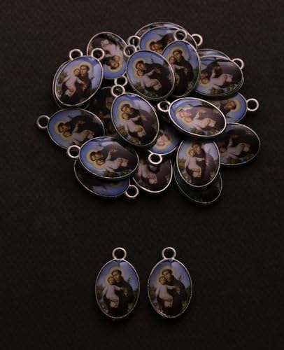 COTTVOTT Saint Therese of Lisieux/Saint Mother Teresa of Calcutta/Divine Mercy Jesus/Mater Dolorosa Patron Saint Medal Charm Pendant for DIY Rosary Necklace Bracelet Jewelry Making Part - color: 30pcs-Enamel Saint.Joseph