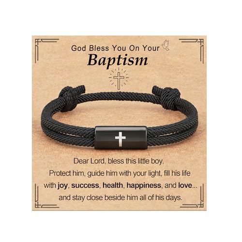 Confirmation First Communion Baptism Gifts for Boys, Cross Bracelet for Son GrandSon Nephew Brother Christian Religious Jewelry Gifts - style: Baptism Bracelet