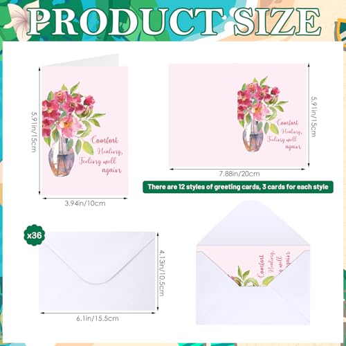 Motiskyy 36 Pcs Christian Get Well Cards with Scripture, Printing Floral - style: Printing Floral