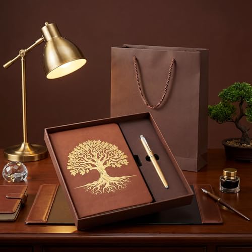Tree of Life Journal Pen Set, Tree of Life Brown, A5 Lined - color: Brown, style: Tree of Life