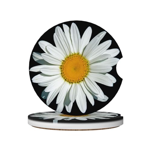 Daisy Flower Car Cup Holder Coasters 2 Pack 2.63" for Women - color: Clear