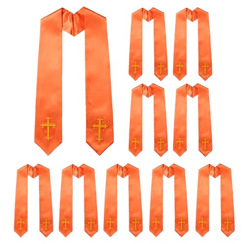 10 PC Clergy Stole & Choir Stole Bulk 60/72" - color: Orange, size: 60 inch