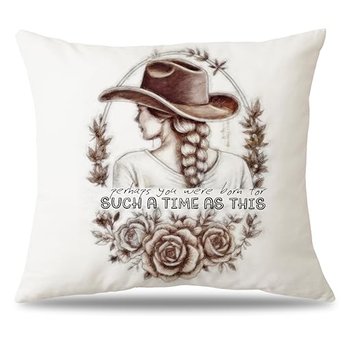 Western Cowgirl Christian Pillow Covers 18x18 - color: Brown Cowgirl