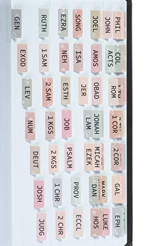 DiverseBee Laminated Bible Tabs (Large Print, Easy to Apply), Bible Tabs Old and New Testament, Bible Study Journaling Supplies, Bible Accessories, Bible Index Tabs, 72 Bible Book Tabs (Petal) Medium - color: Petal