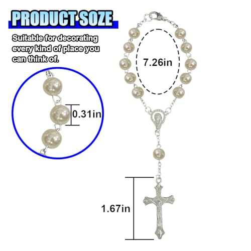 ZIMISI 2PCS Car Rosary for Rearview Mirror (White) - color: White