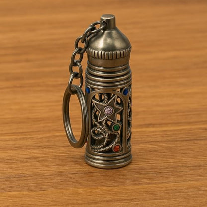 Anointing Oil Bottle Keychain - color: Pewter