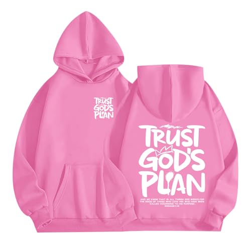 Christian Hoodies for Men Jesus Hoodie Religious God Sweatshirts Faith Bible Verse Sweatshirt Inspirational Pullover - color: Pink, size: Medium