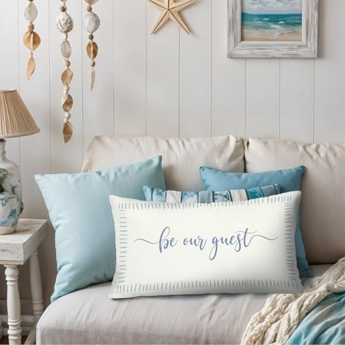 Be Our Guest Pillow Cover,Farmhouse Throw Pillow Cover 12x20 - color: White-guest