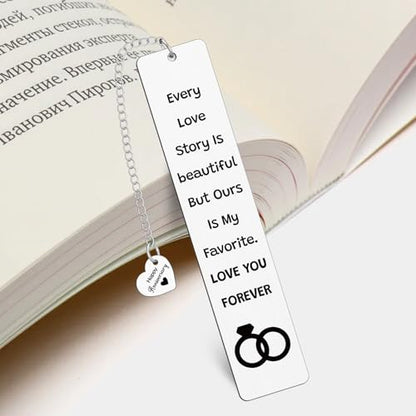 Anniversary Bookmark Gifts for Her Him Stainless Steel Bookmarks Gifts for Couples Wife Husband Fiance Girlfriend Boyfriend Wedding Anniversary Engagement Book Marks for Reading Women Men - color: Anniversary Bookmark