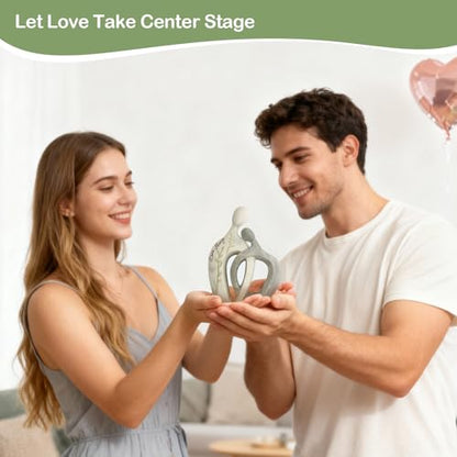 Anniversary Wedding Engagement Gift, White Couple Arm in Arm Statue - color: White-arm in Arm