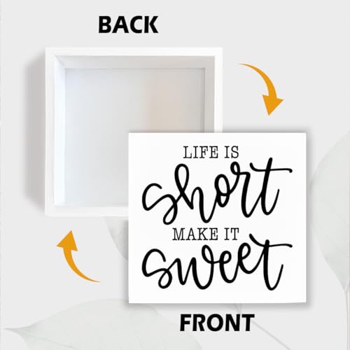 Farmhouse Wooden Signs, Life Is Short Make It Sweet Sign, Country Wood Signs, Home Decor, Gift For Her, Housewarming Gift, Box Sign Decor Tabletop, 5.1x5.1inches - color: Home 11