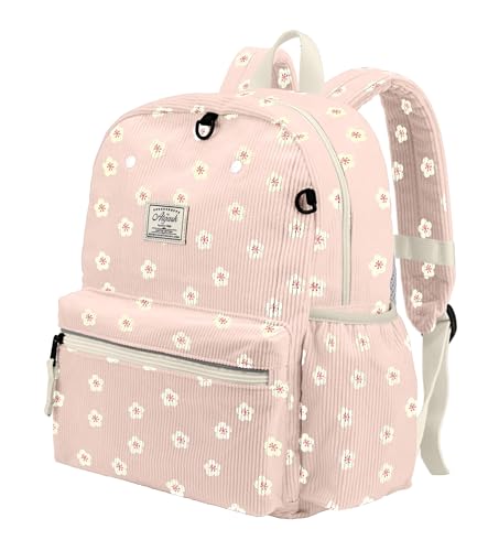 atgark Corduroy Toddler Backpack for Boys Girls Kids Preschool Backpacks - color: Pink Sakura Corduroy, size: Age 6-10 (15" H Fit A4 Folder)