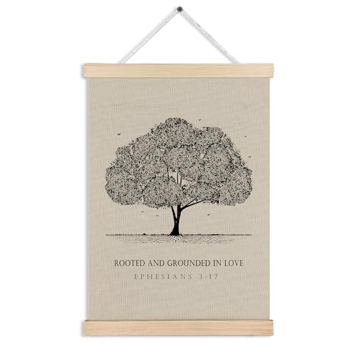 MKIJUHB Rooted in Love Christian Wall Art Decor, Religious Bible Verse Wall Hanging Decor, Ephesians 3:17 Scripture Framed Canvas Prints for Home Living Room Church Walls Decorations, 12x16 Inch - color: Christian Canvas wall art decor 07