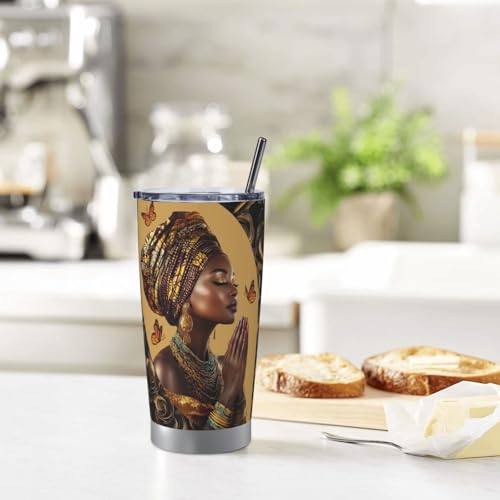 Christian Gifts for Women Faith Tumbler 20oz, African American Black Women Inspirational Religious Stainless Steel Travel Mug, Spiritual Bible Prayer Birthday Gift - color: Black-Christian