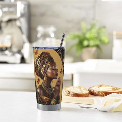 Christian Gifts for Women Faith Tumbler 20oz, African American Black Women Inspirational Religious Stainless Steel Travel Mug, Spiritual Bible Prayer Birthday Gift - color: Black-Christian