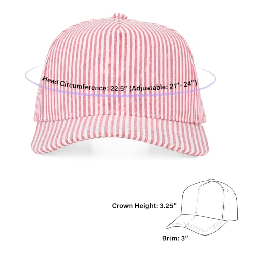 C.C Women's Criss-Cross Ponytail Trucker Hat - Snapback, One Size - color: Cotton Stripe-red