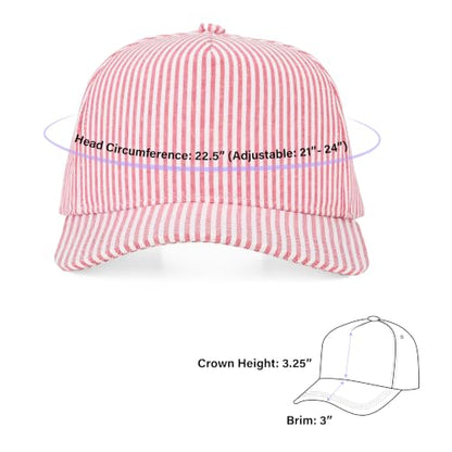 C.C Women's Criss-Cross Ponytail Trucker Hat - Snapback, One Size - color: Cotton Stripe-red