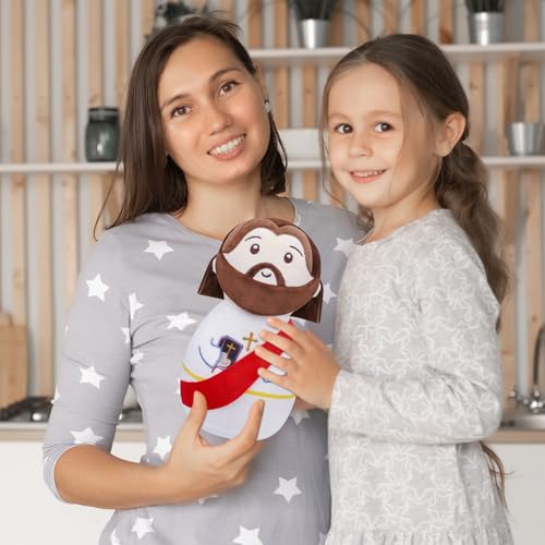 Jesus Plush Doll Christian Gifts - Baptism Gift for Kids, Classic Religious Savior My Friend Jesus Stuffed Doll Toys with Bible Baptism Prayer Gift 10 Inch - style: Bible jesus Red