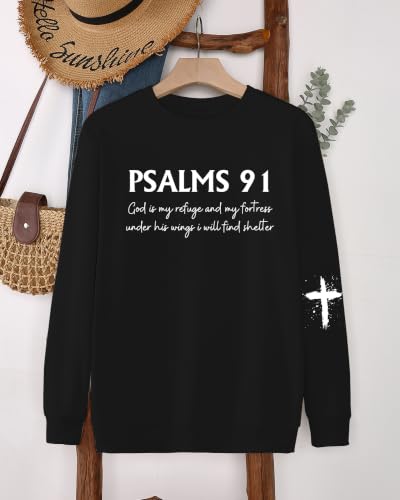 Christian Sweatshirts for Women Jesus Long Sleeve Graphic Shirts - color: Black, size: Medium