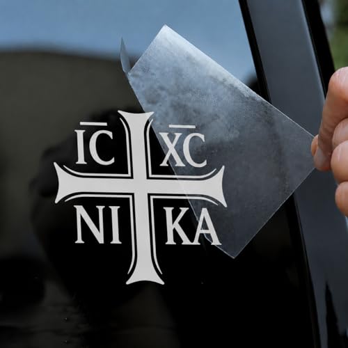 Orthodox Christian Cross Vinyl Decal Sticker, Religious Symbol Decal | Waterproof Christian Car Window Sticker | Faith-Based Vinyl Decal for Vehicles and Laptops (6 inches) - size: 6in